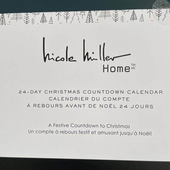 Nicole Miller Christmas Advent Calendar 24 Countdown Drawers Refillable New - Picture 9 of 10